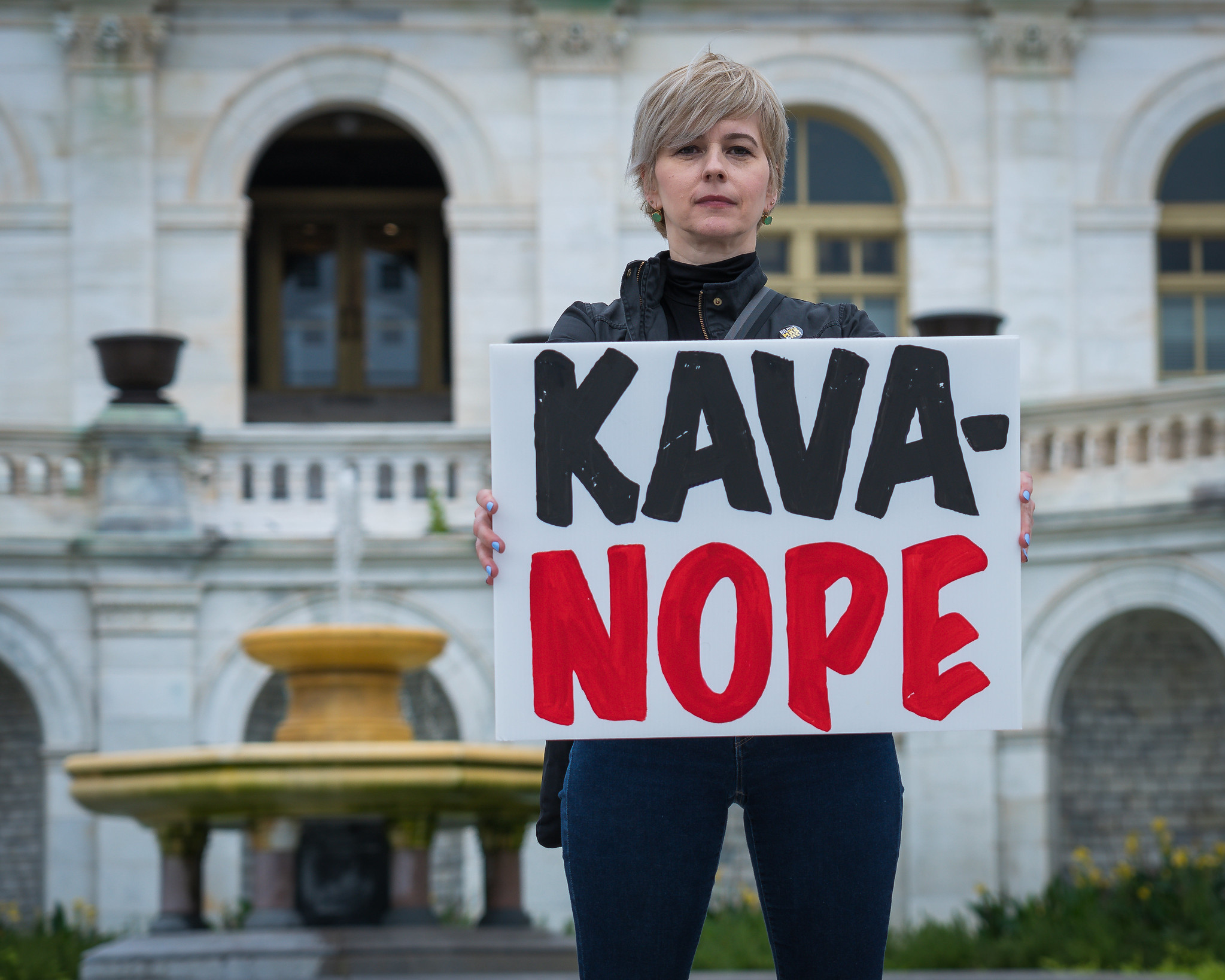 An anti-Kavanaugh protester