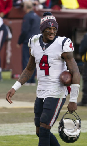 Deshaun Watson of the Houston Texans after a game, 2018