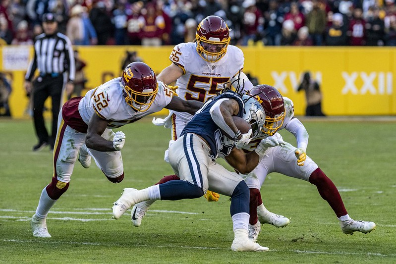 An impending helmet to helmet hit, Cowboys v. Washington Football Team