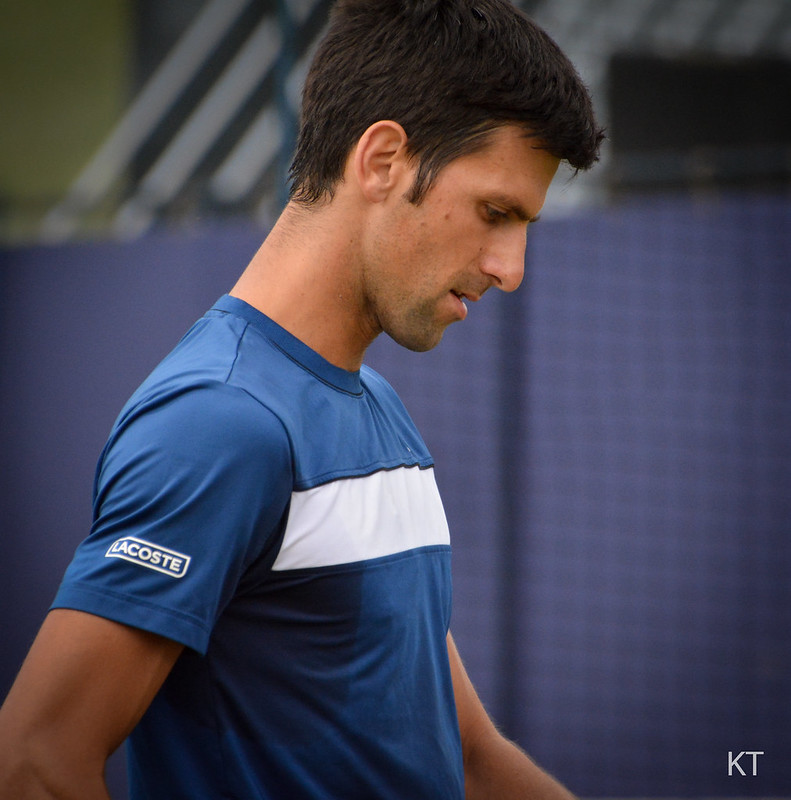 Novak Djokovic on the practice court