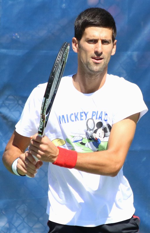 Novak Djokovic on the practice court